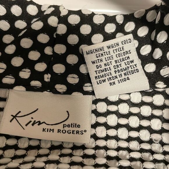 Kim Rogers Black & White Polka‎ Dot Dual Pocket Blazer Women’s Petite Small - Picture 5 of 5